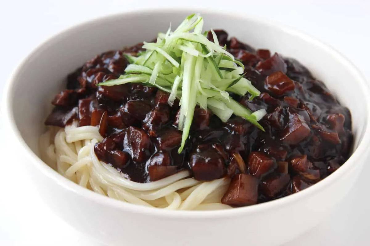 Jjajangmyeon Korean black bean noodles at Diane's Kitchen in Saskatoon, SK