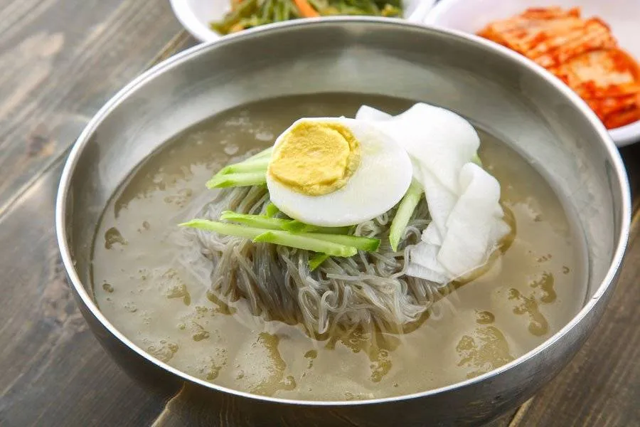 Naengmyeon ice-cold buckwheat noodle soup at Diane's Kitchen in Saskatoon, SK